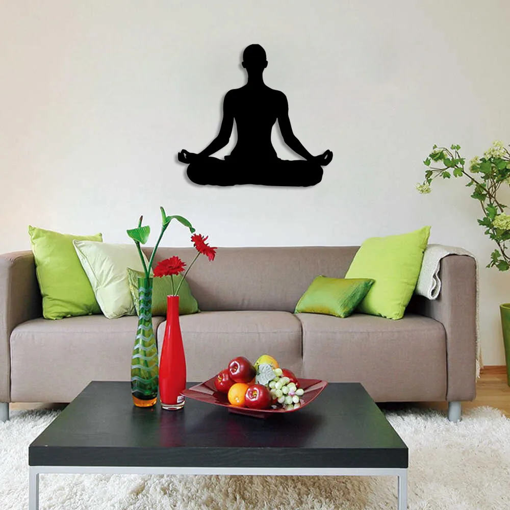 Woman Doing Yoga Figure Wall Room Home Accessory Wooden Table 50x45cm