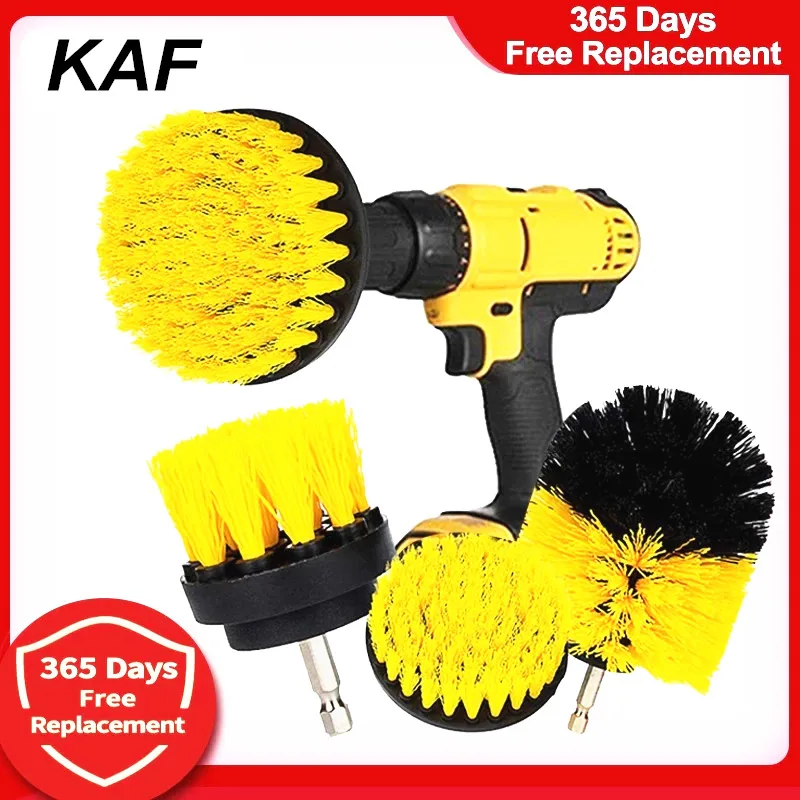 

3pcs Electric Scrubber Brush Drill Brush Kit Plastic Round Cleaning Brush Set For Carpet Glass Car Tires Nylon Brushes 2/3.5/4''