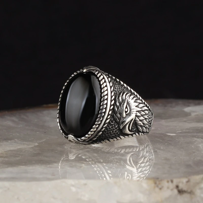 

Men Onyx Gemstone 925 Sterling Silver Ring Special Design 2022 Summer Winter Fashion Trend Accessories Products Gift Items Free Shipping