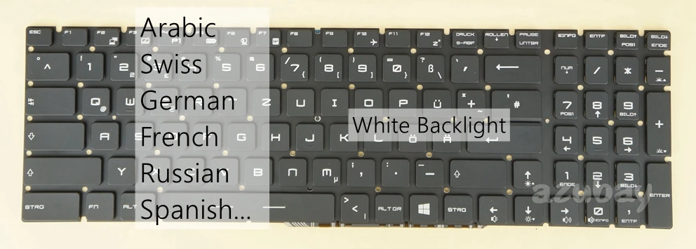 

Arabic Swiss German French Russian Spanish Keyboard For MSI PX60 2QD 6QD 6QE WT75 8SK 8SL 8SM V143422GK V143422GK1 White Backlit