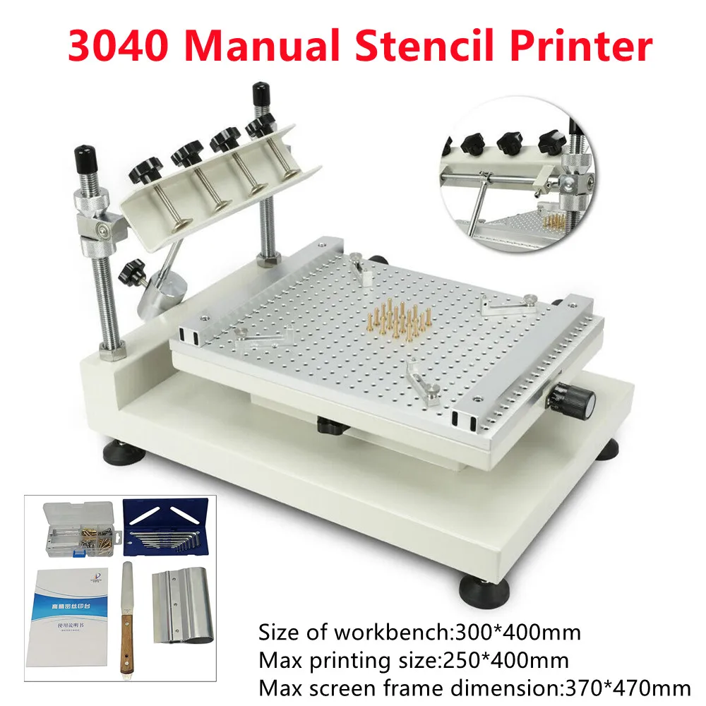 

300*400mm 3040 Stencil Printer High Precision Solder Paste Printer SMT Manual Solder PCB Screen Paste Printer SMT Assembly Line