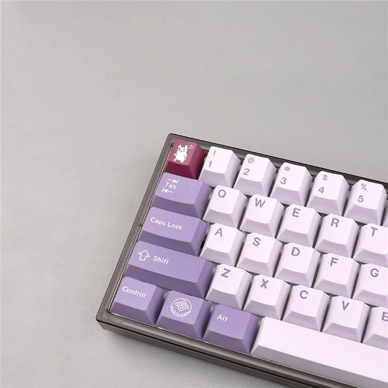 GMK Coelho TUZI Keycaps, Perfil Cereja, Material PBT, Sublimação de Corante, Teclado Mecânico Roxo para Interruptor MX, 23 Teclas, 129 Teclas