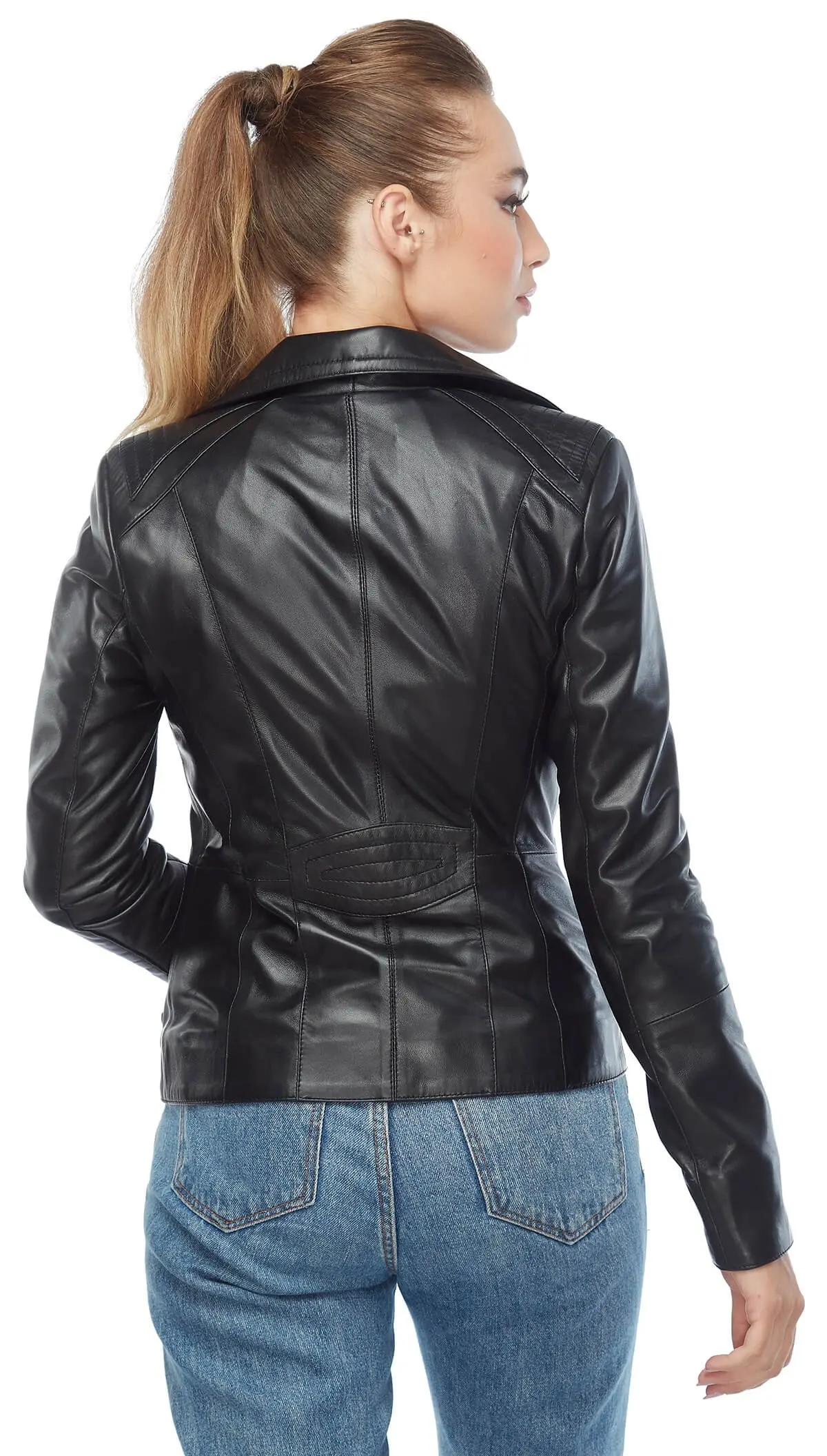 Bao Da Chính Hãng Áo Khoác Nữ Lông Cừu Thịt Cừu Da Cừu Thu Đông 2022 Mỏng Kích Thước Lớn Biker Vintage Thể Thao Đen