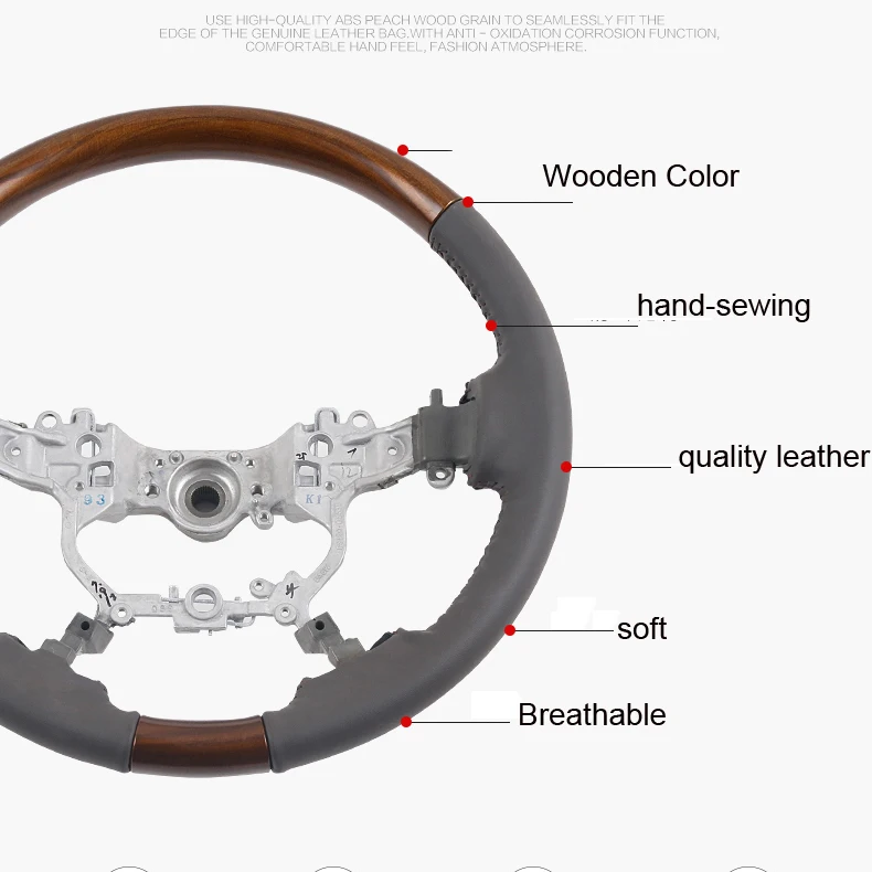 Steering Wheel Land Cruiser 200 Leather Wooden For Toyota FJ200 LC200 2016 2017 2018 2019 2020 Accessories