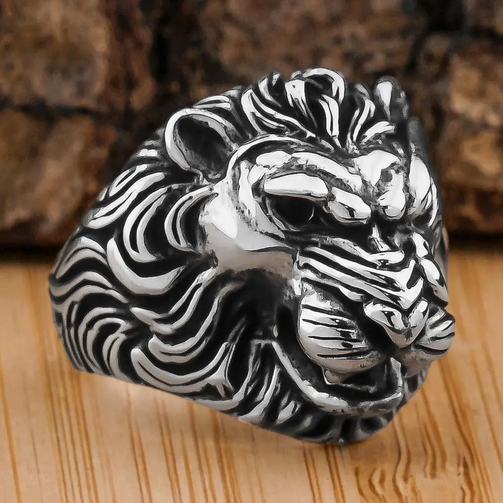 

Elegant Design 925 Sterling Silver Roaring Lion Men's Ring Business Animals Jewelery Accessory Gift For Him