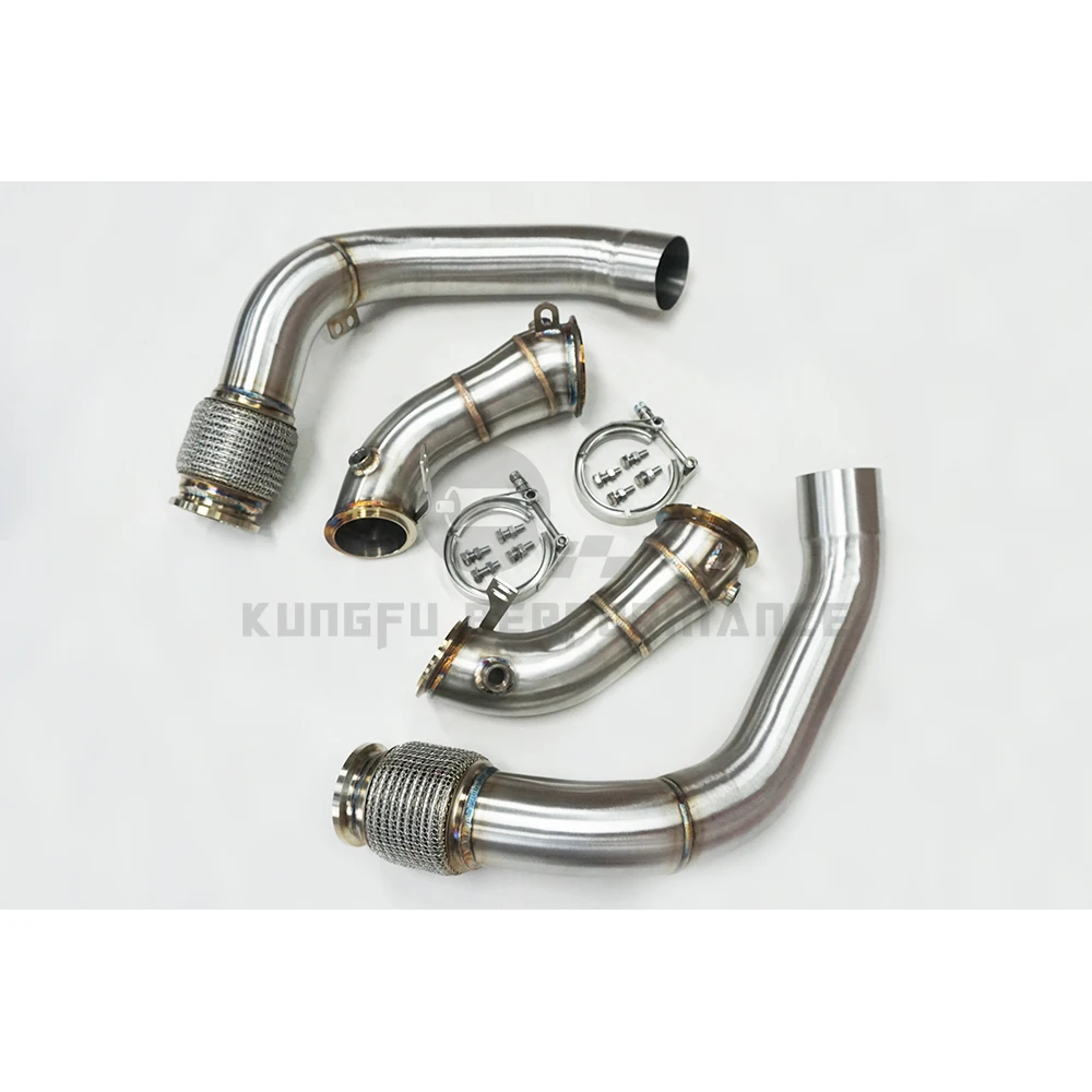 KUNGFU PERFORMANCE 3.5'' Stainless Steel Race Downpipes for 2018-2021 B M W M5 & M8 F90 F91 F92 F93 S63M