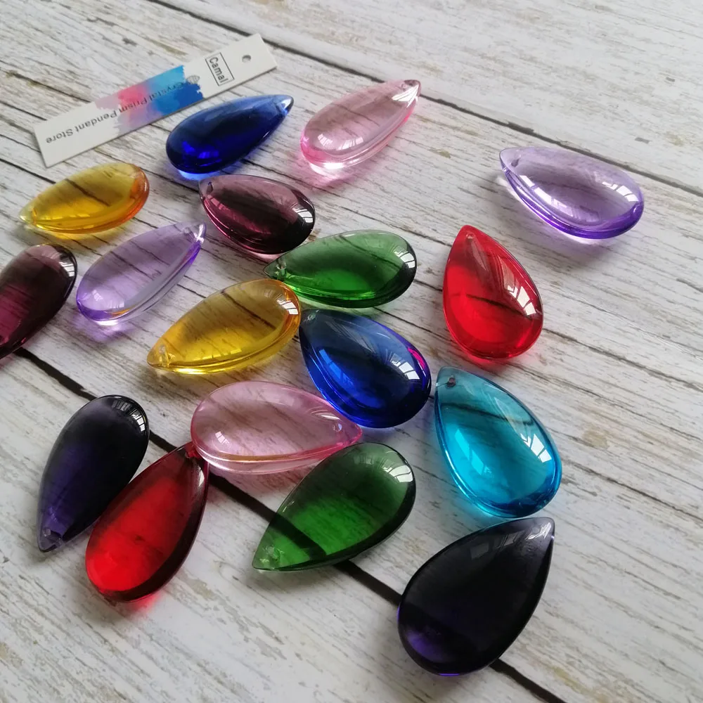 Camal 10pcs 36mm Crystal Smooth Teardrop Beads Prisms Pendants Lamp Chandelier Parts Hanging Ornament Wedding Home Decoration