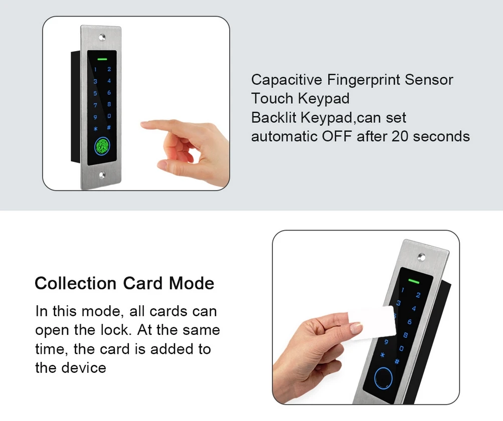 Metal Embedded Biometric Fingerprint Access Controller Standalone 125Khz RFID Card Door Access Control System Waterproof Outdoor