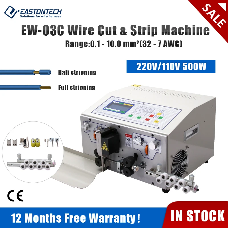 

EASTONTECH EW-03C 0.1-10 Sqmm Electronic Cable Cutting And Stripping Machine Fully Automatic Wire Cut Stripper Machinery