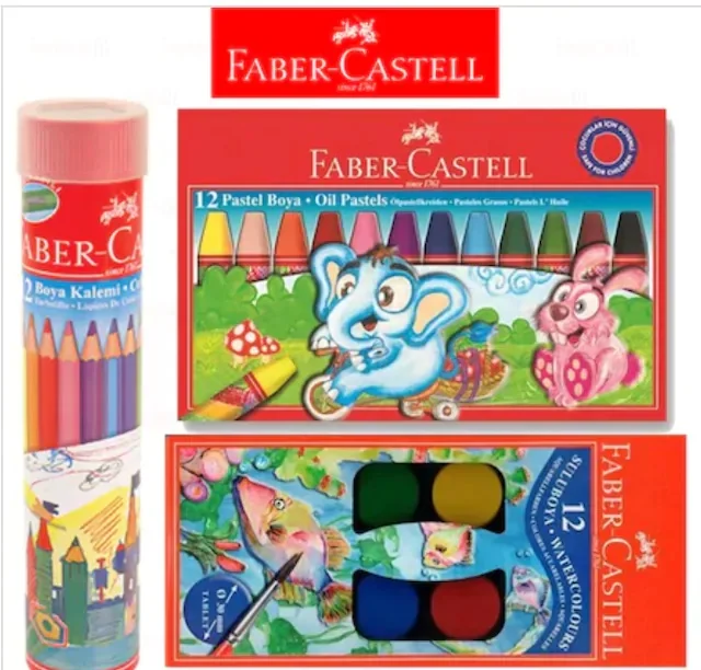 FABER CASTELL 12 COLOR DRY + SULU + Pastel PAINT SET (3 PCs TOOL) 439608009