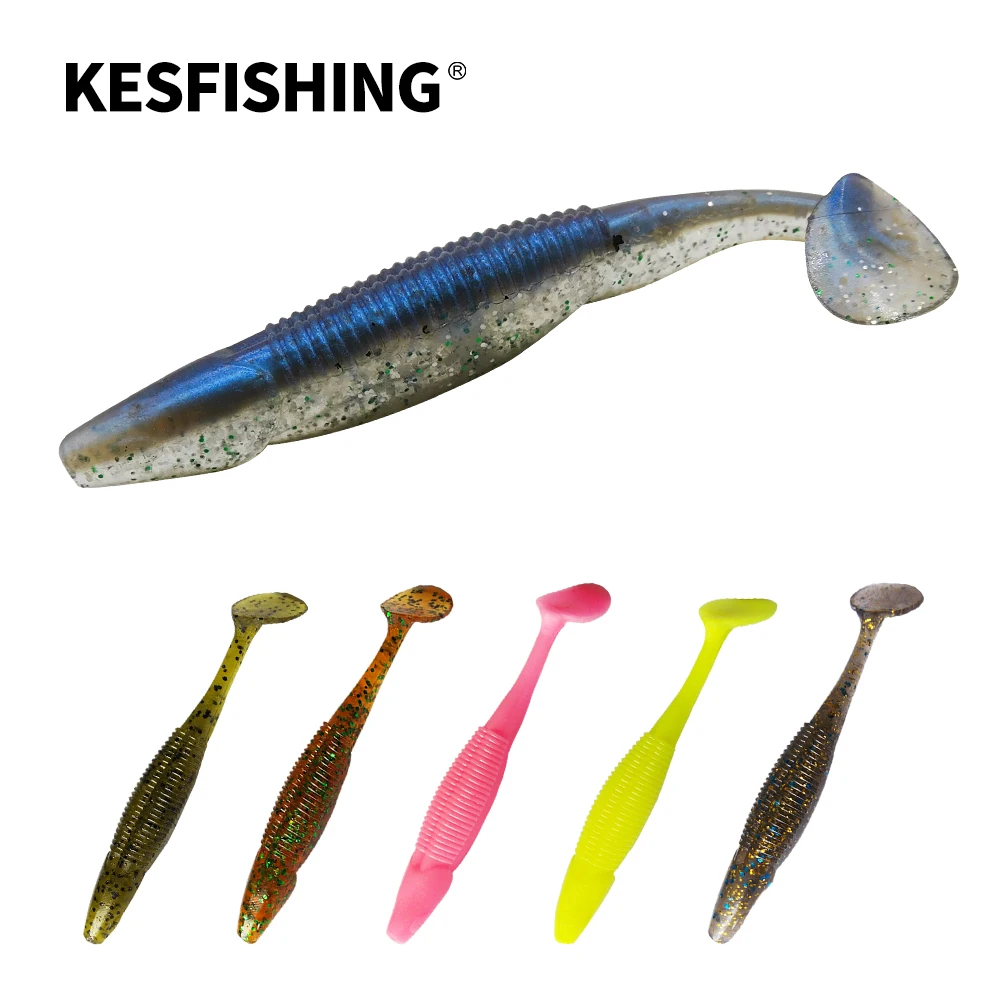 Kesfishing iscas de pesca dipper magro 95mm5.3g silicone artificial isca macia para todos os peixes leurre souple injetar perfume e sais