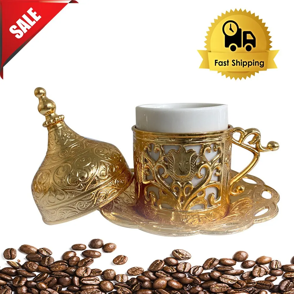 High Quality Gold Plated Turkish Coffee Cup With Porcelain Coffee Thermos Authentic Coffee Pot Mug Tea Coffee New Model