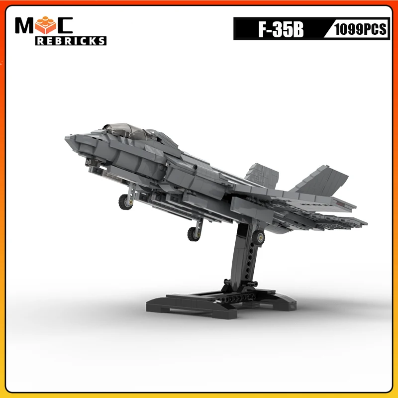 WW2 Military Wars Weapon US F-35B Fighter MOC Building Blocks Air Combat Aircraft Bricks Toys For Children Gifts