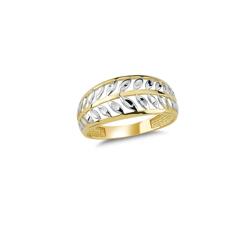 14K Solid Gold Leaf Design Ladies Ring