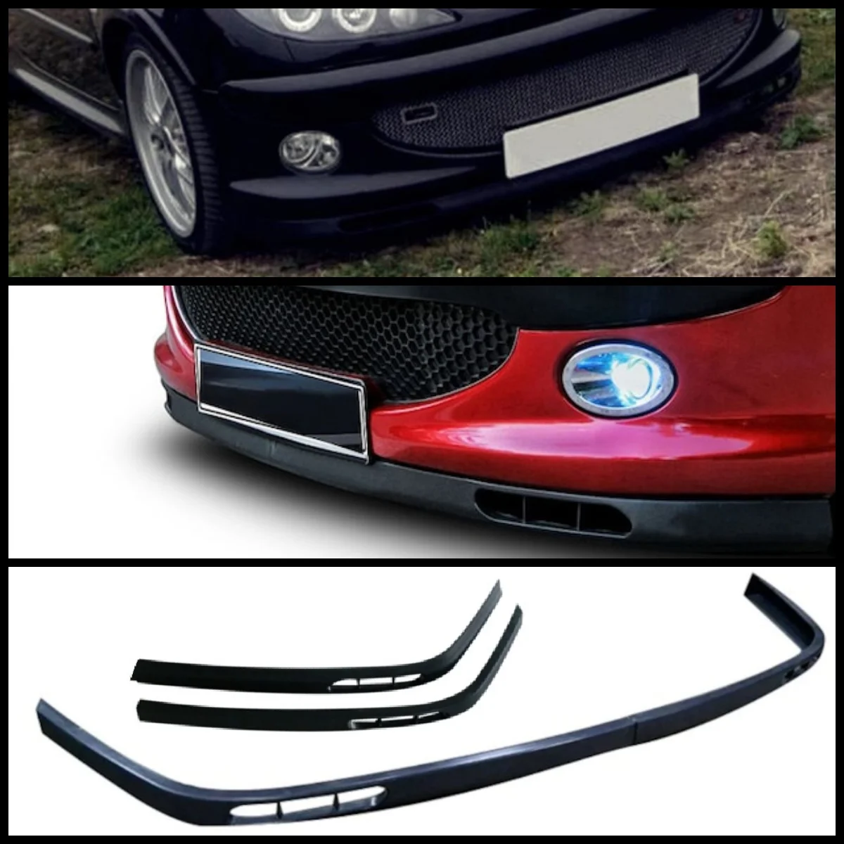 

For Peugeot 206 Laguna Model Front Bumper Lip Universal 2pcs Diffuser Black Bumper Lip Spoiler Body Kit Tuning