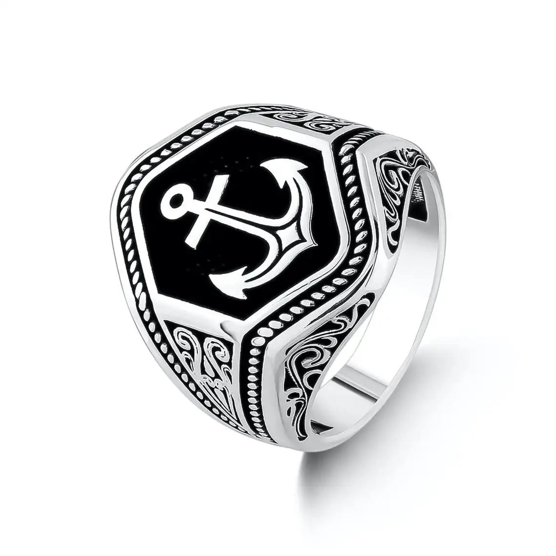 

Solid 925 Sterling Silver, Silver Anchor Model Men Ring, Fisherman Accessories, Handmade Sailor JewelryFashion Men's RingNatural