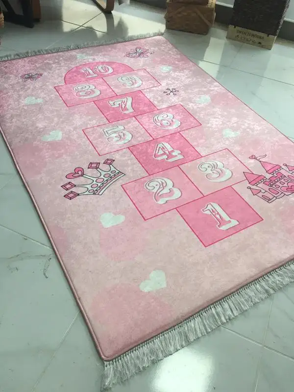 Decorative Oriental Ornament Floor Non Slip Table Blanket Soft Door Mat Nursery Carpet for Living Room Home Indoor Runner