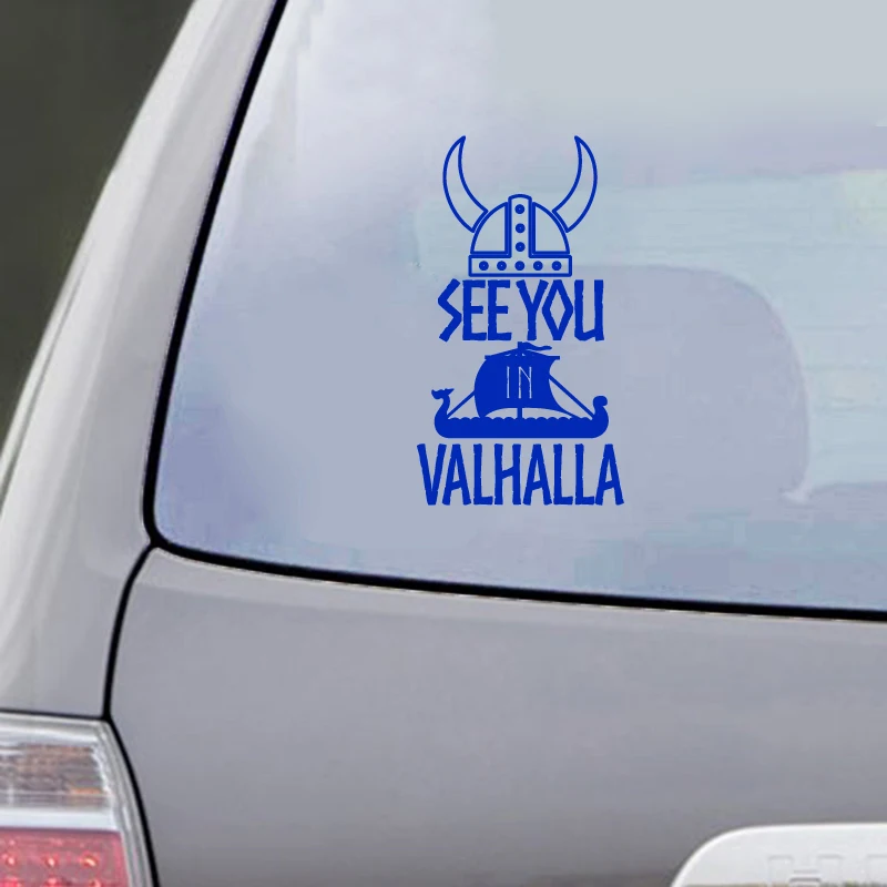 See You In Valhalla Viking Warrior Decal Sticker Car Window Decor , Helmet Norse Nordic Dragon Ship Laptop Decals Decoration