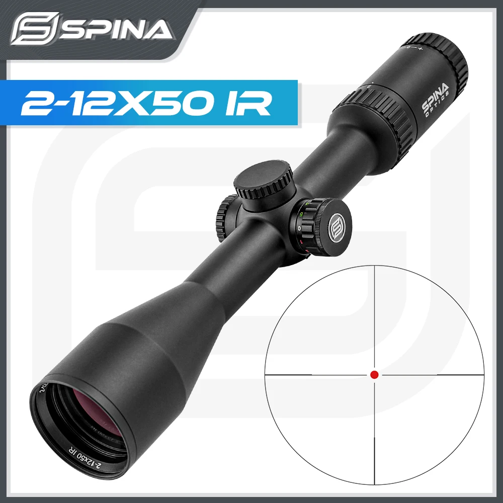 

Spina Optics 2-12x50 IR Riflescope Clear View Hunting Rifle Scope Illuminated Long Eye Relief Optical Sight for .223 .308 5.56