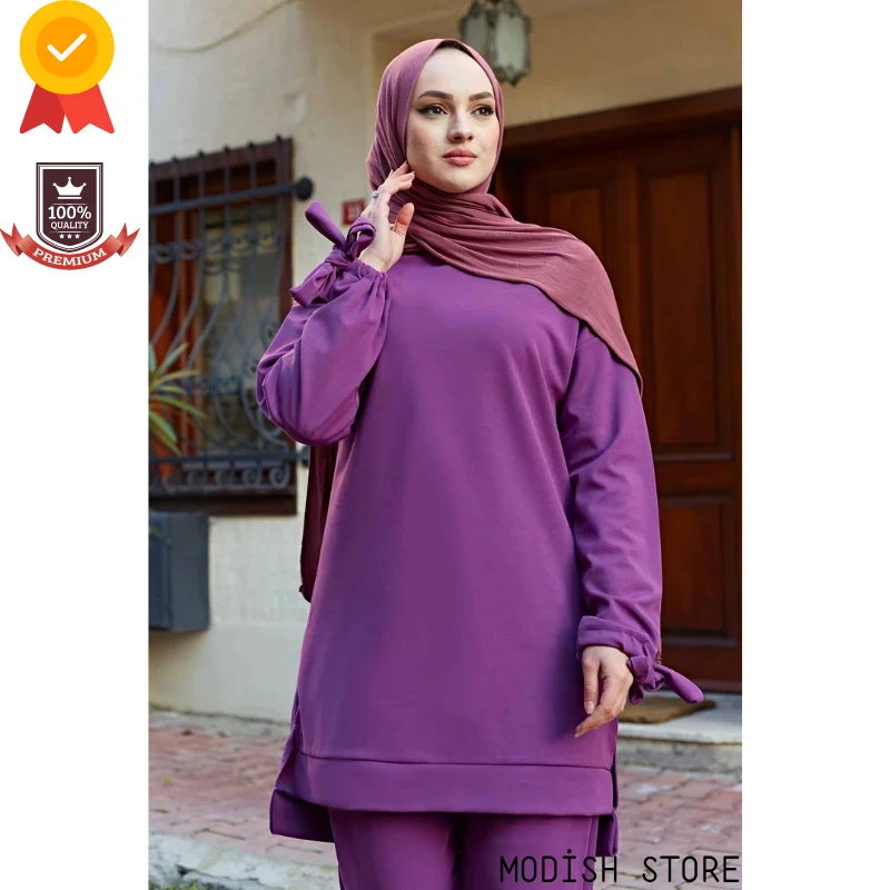 Linerless Crew-Nec Muslim Woman Set 2021 Dresses For Women Abaya Dubai 2021 Ramadan Aid Moubarak Hijab Set Kaftan Islam