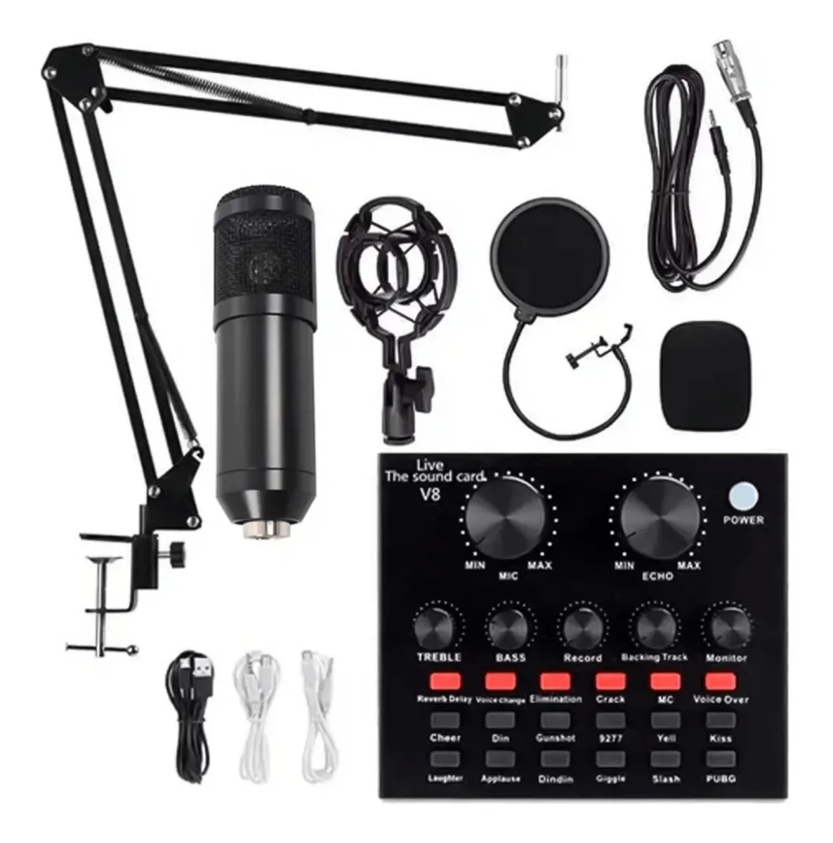 Microfone professional condenser BM 800, sound card microphone Phantom Power bm800, to play in PC, karaoke, recording