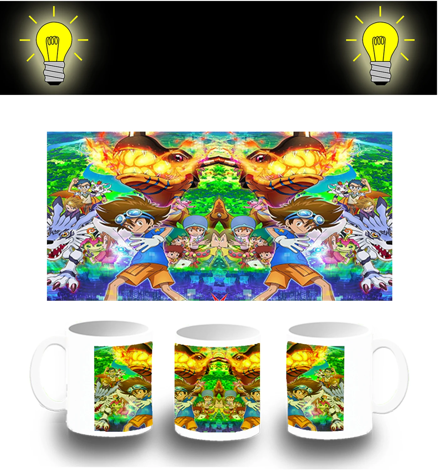 CUP PHOTOLUMINESCENT DIGIMON ADVENTURE glitter mug