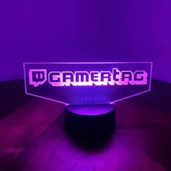 Personalized Gamer Tag 3D LED Night Light for Twitch Laser Engraving Custom Username Neon Sign Lamp for Gaming Room Decor