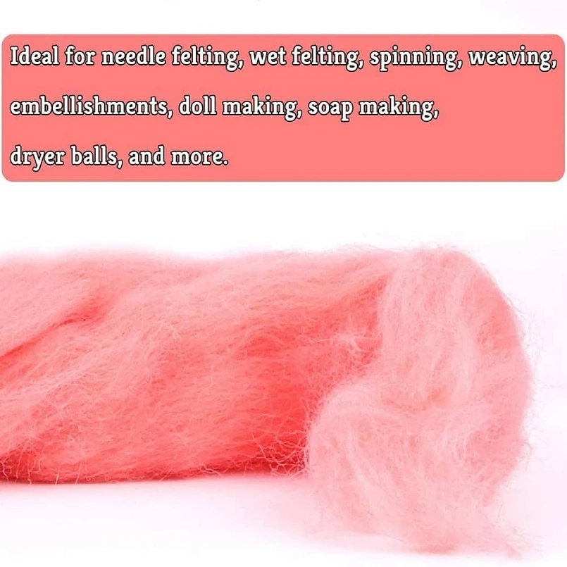 200g Merino Wool for Needle Felting Kit, 19 Micron Superfine Felting Wool, Natural Sheep Wool for Dry Wet Felt (01)