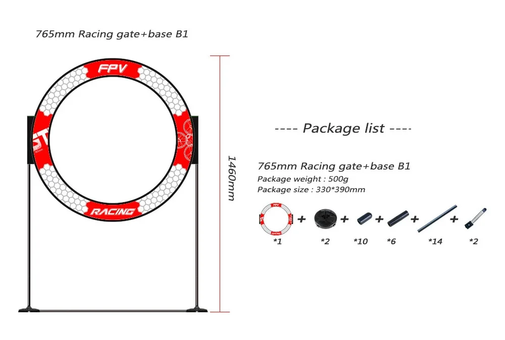 765mm Kreisförmiges FPV-Renn-Hindernis für Drohnen, Tiny Whoop Racer RC Quad Flying Indoor Training Gate mit Basis – Detail 1