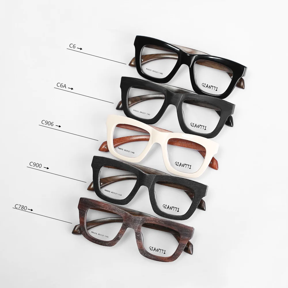 Women Vintage Wooden Glasses Frames Men Wood Eyeglass Frames Oversized Fashionable Square Retro Rx Eyeglasses Frames Optical