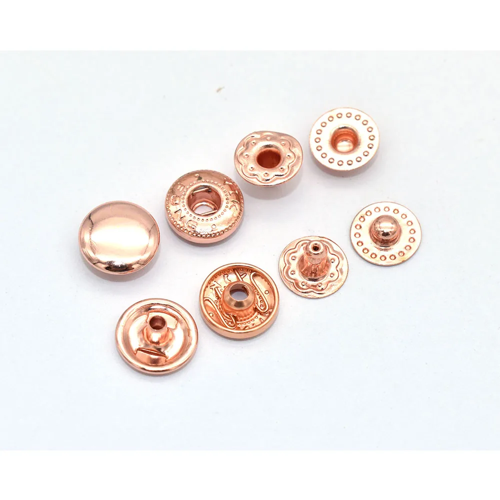 Rose gold Fashion Spring Metal Snaps Buttons Spring Snap Fasteners Leatherworking Metal Snap Tool Leather Snaps Leather Fastener