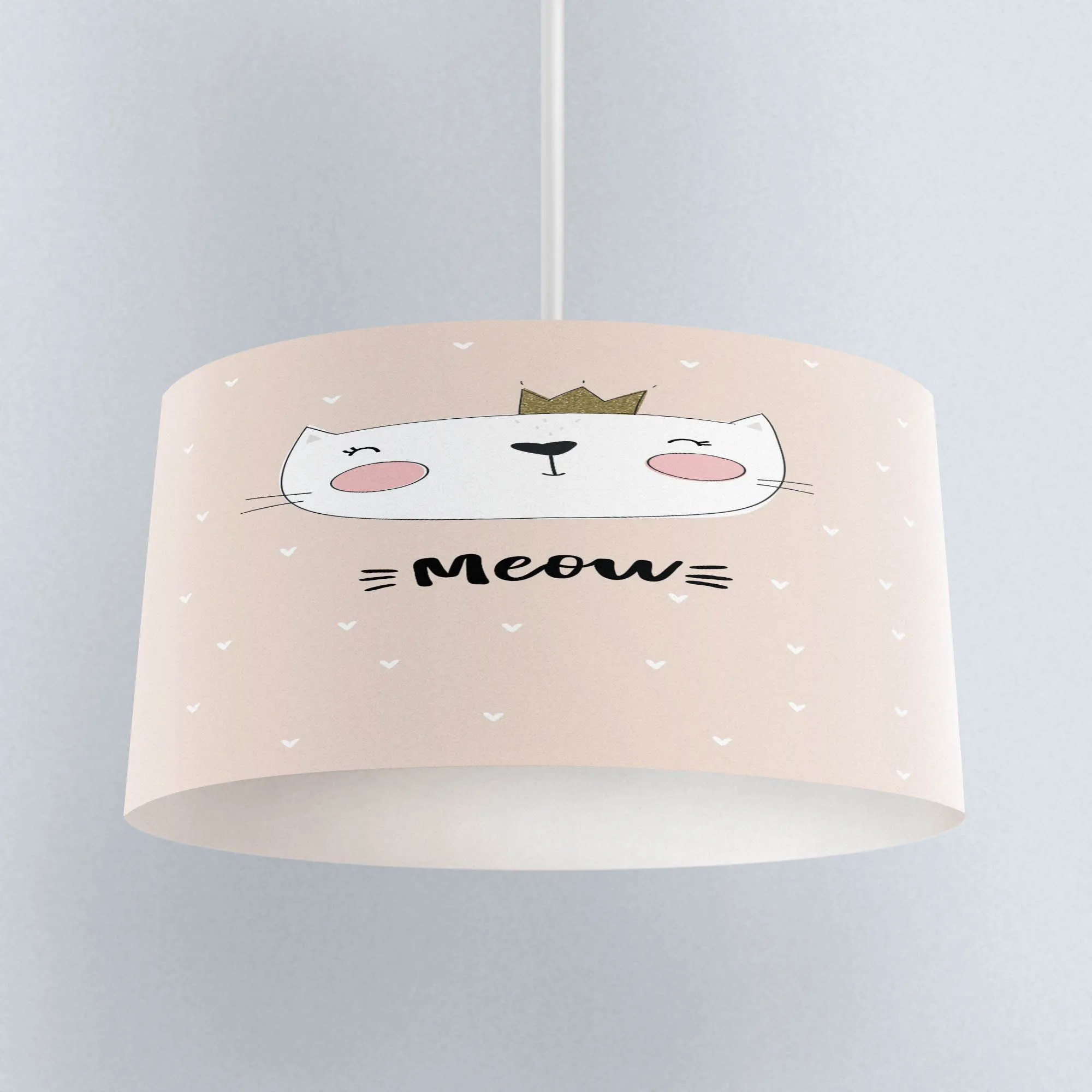 

Else Pink White Little Cat Scandinavian Print Fabric Kids Chandelier Lamp Drum Lampshade Floor Ceiling Pendant Light Shade