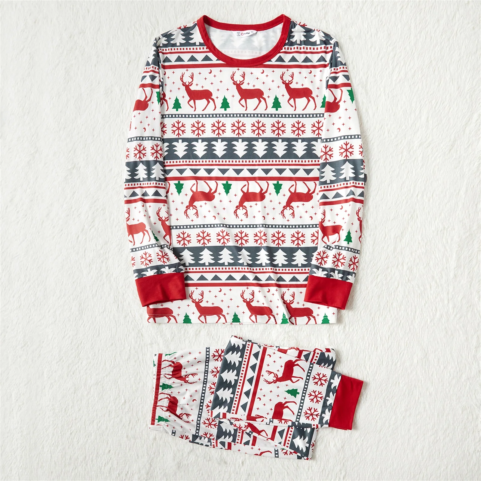 PatPat New Arrival Christmas All Over Snowflake Print Red Family Matching Long-sleeve Pajamas Sets (Flame Resistant)