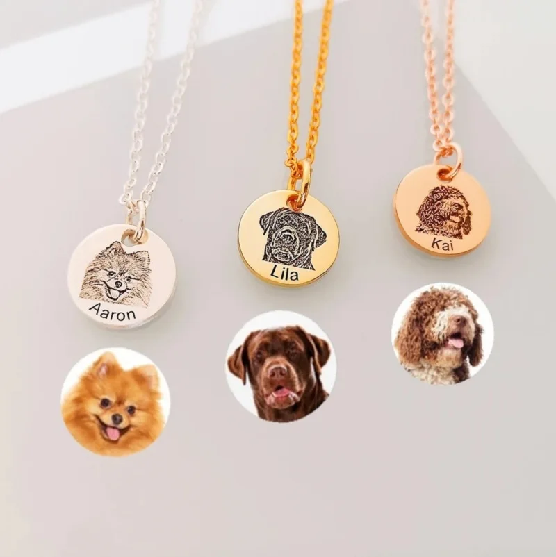 Personalized Pet Portrait Necklace For Dog and Cat Pet Lover Custom Pet Photo Jewelry Stainless Steel Jewelry Mothers Day Gift