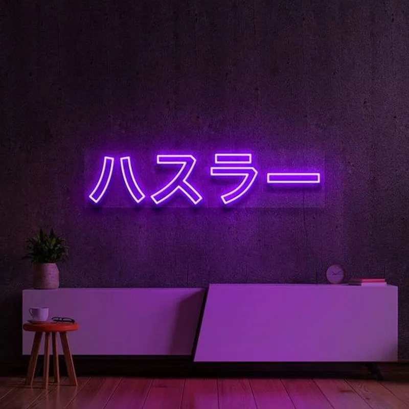 

Neon Signs for Japanese Hustler Beer Bar Bud light Japan Word Home Decor Handmade Iconic Lights Aesthetic Room Window Hang Wall