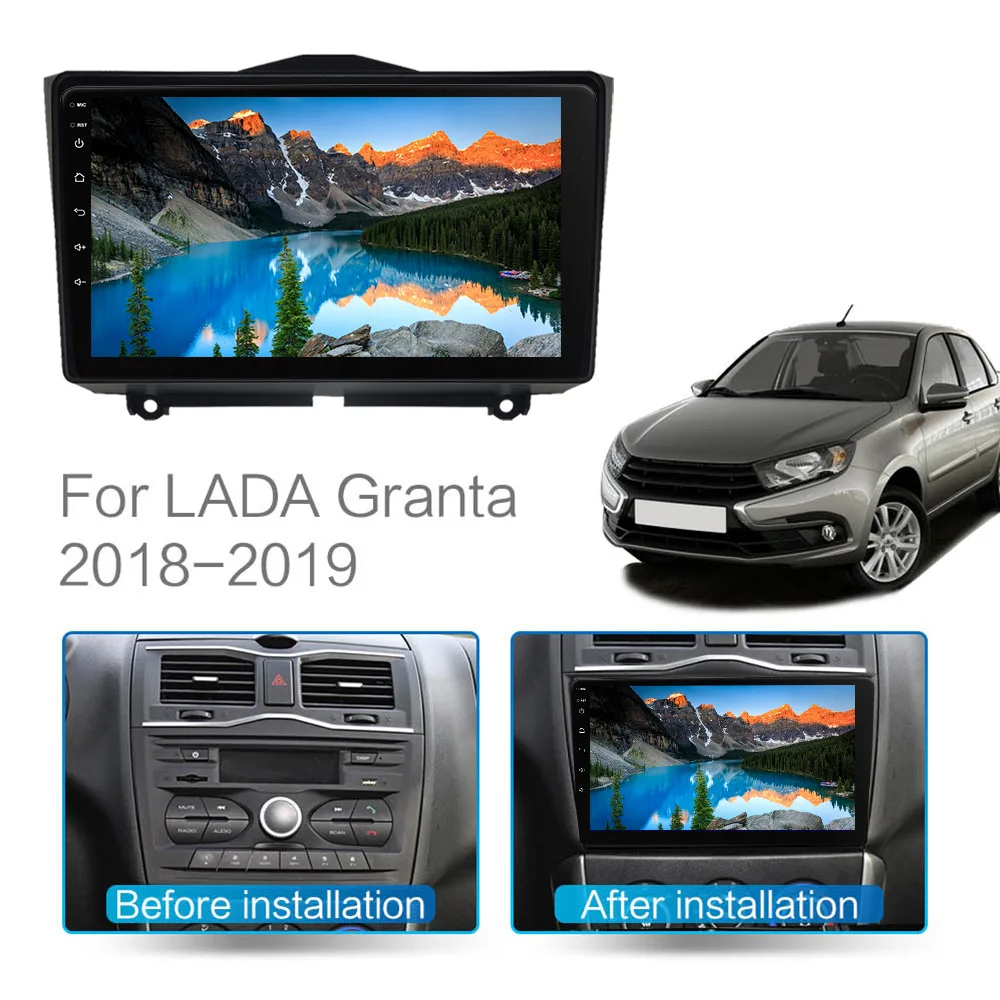 Eunavi 6G+128G Android 10 4G Car Radio Multimedia Player For LADA Granta Cross 2018 2019 GPS 2din 2 din dvd 1280*720 Carplay