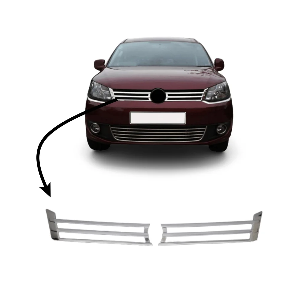 Chrome Front Grille Trims for Volkswagen Caddy 2 Pieces Stainless Steel 2010-2014 Model Years Exterior Accessory for Caddy