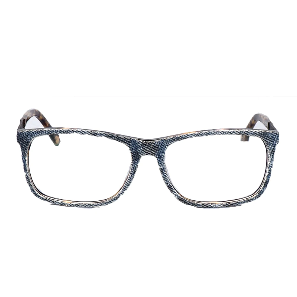 Gafas de mezclilla cuadradas Vintage para hombre y mujer, lentes de camuflaje Retro, ligeras, Rx, estampado de leopardo, azul