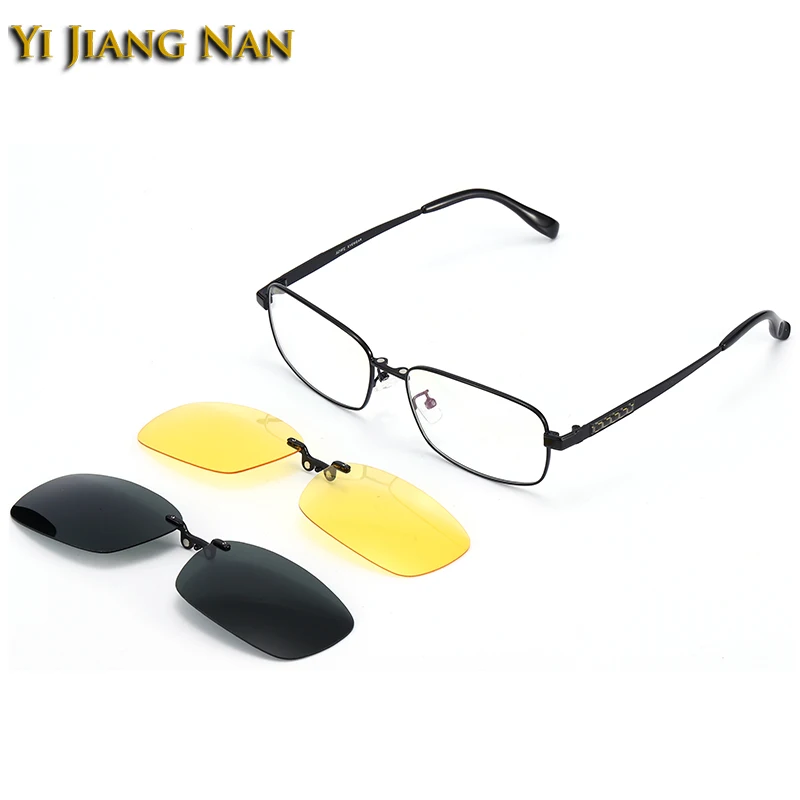 

Men Magnetic Clip on Sunglasses Polarized Prescription Glasses Frame Alloy Full Rim Optical for Progressive Eyewear Spectacle