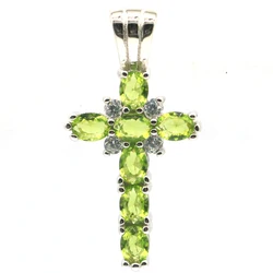 28x14mm Jazaz Classic Cross 2.2g Paris Blue Topaz Green Peridot 925 Sterling Silver Pendant Wholesale
