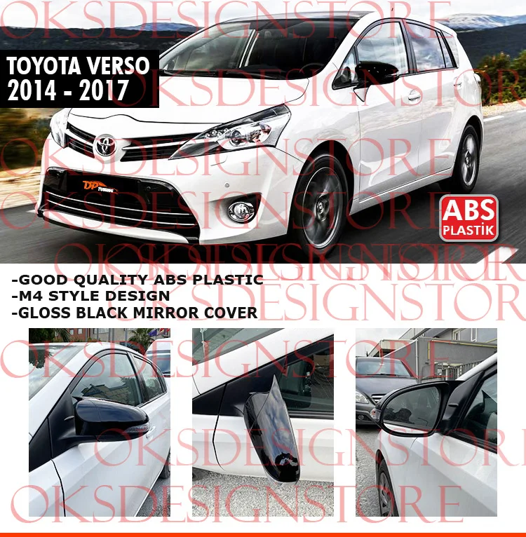 For TOYOTA VERSO 2014 2017 MIRROR COVER GLOSS BLACK easy assembly special Part sline