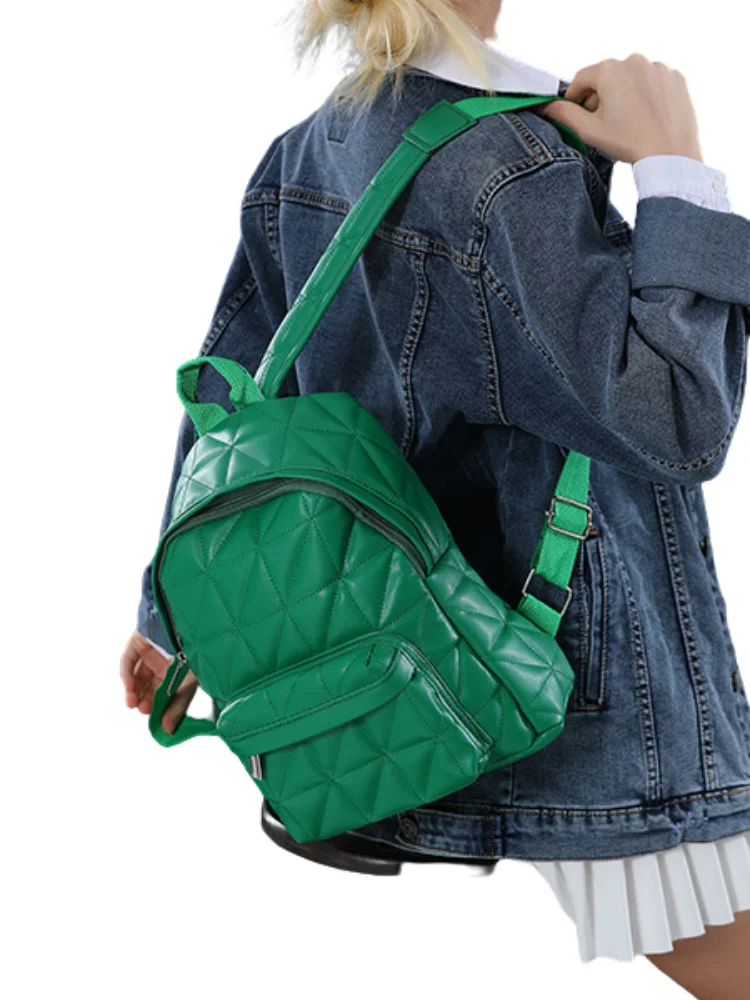 Green Women's Quilted Backpack Stylish Design High Quality New Model Style Fashion Multi-Useful Women's Special Bag 2022