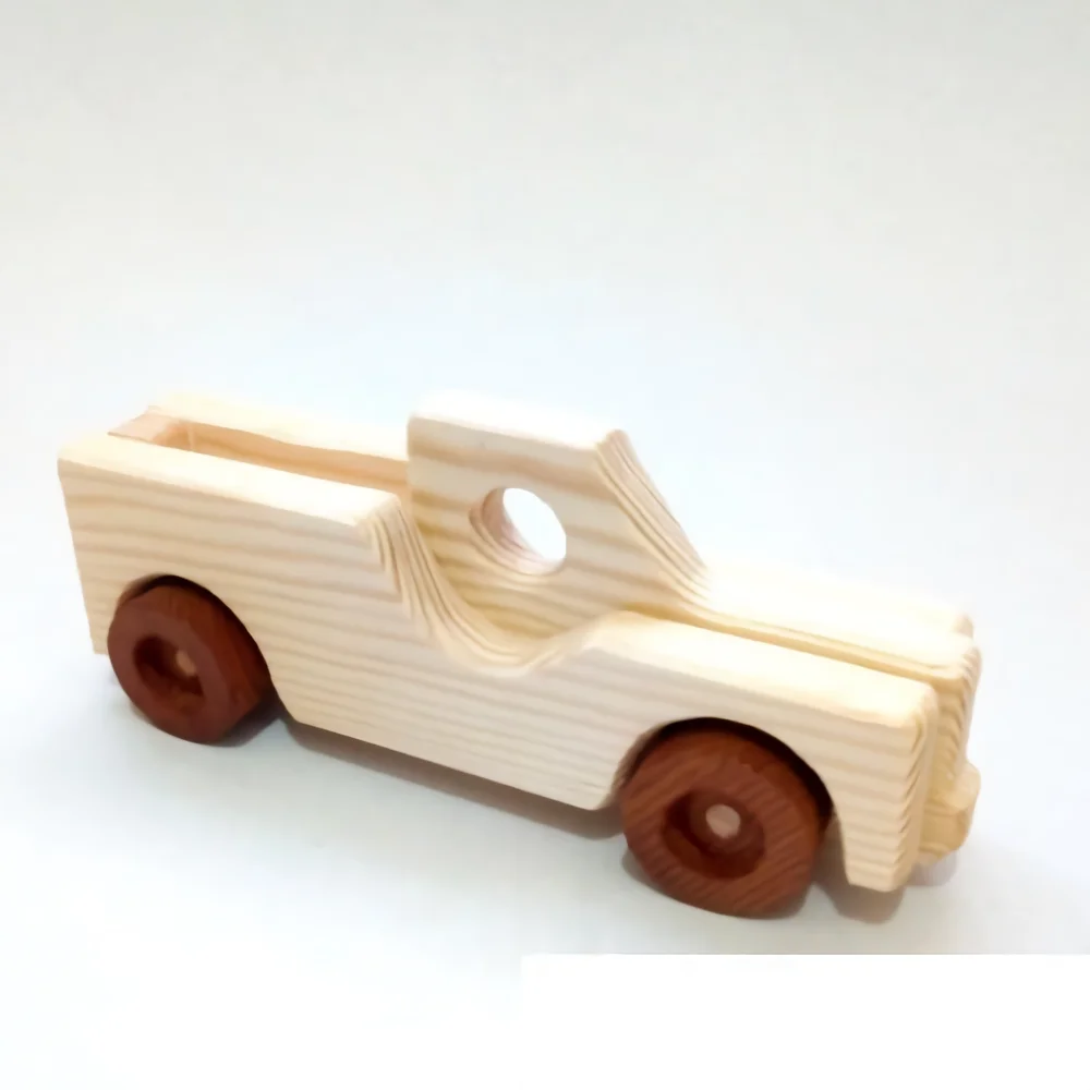 WOODEN TOY CAR 4 DIFFERENT MODELS ( PICKUP TRUCK-JEEP - ATV-ORIGINAL DESIGN )