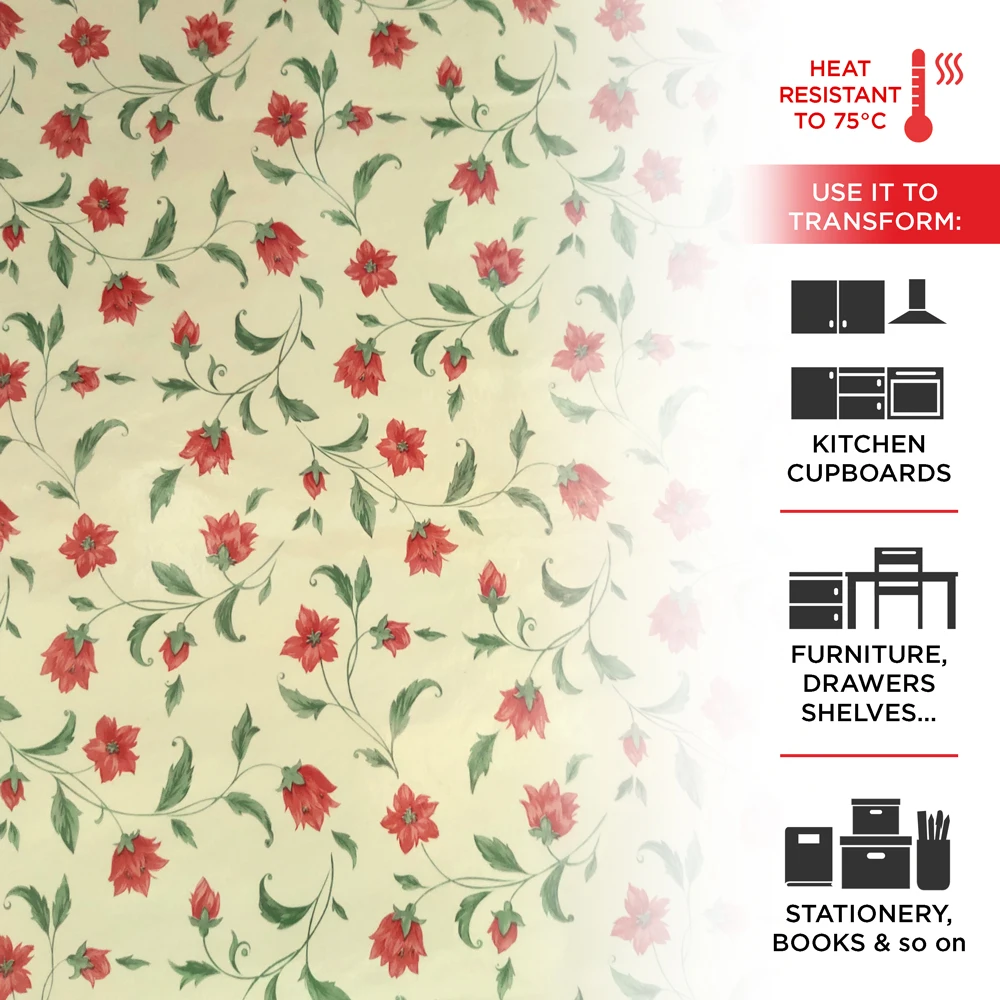 Adhesive film for furniture effect flowers Ibiscus 45 cm x 3 mt