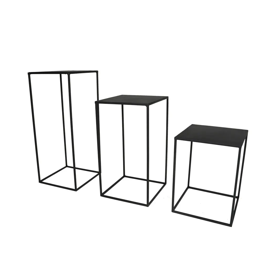 Metal Zigon Coffee Table Çiçeklik 3 Piece Set WD-19
