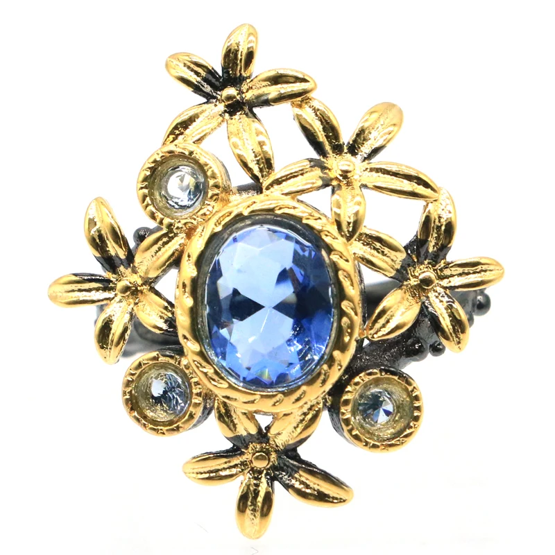 

Купите 4, получите 1 бесплатно, 27x25 мм, 6,3 г, Париж, синий топаз, фиолетовый, танзанит, зеленый перидот, повседневная одежда, черное золото, серебряные кольца