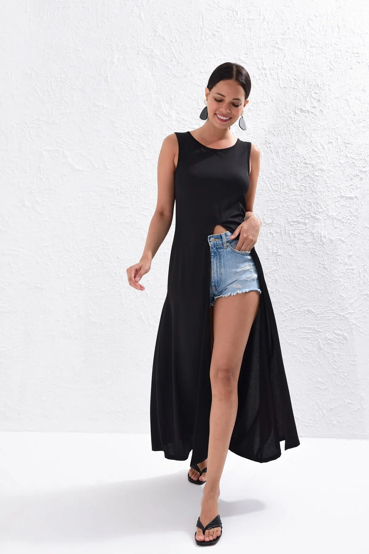 Women's Black Long Tunic Midi Dress Women Summer 2021 Y2K Robe Casual Women Dresses Feminine Bodycon Party New Beach