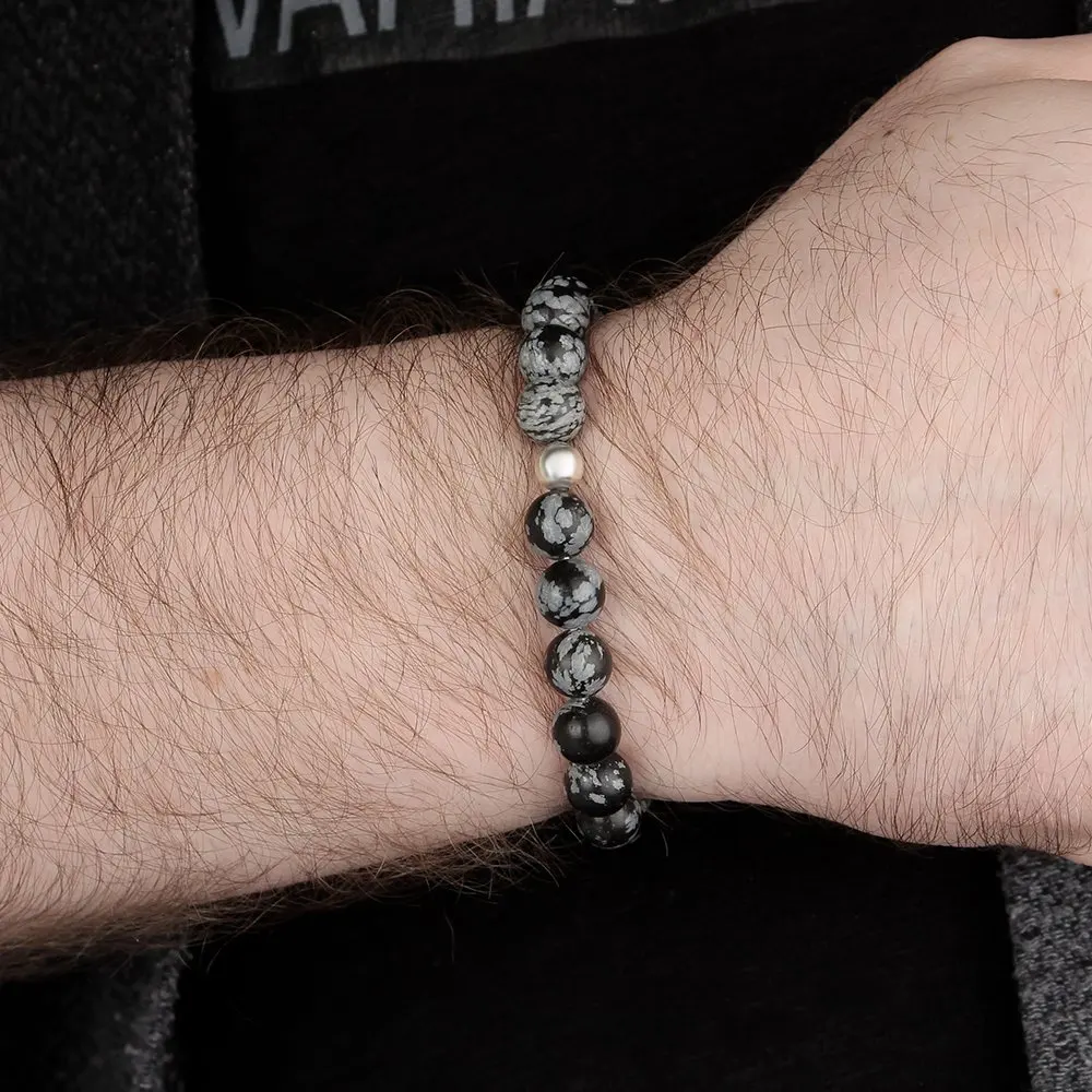 Men's black obsidian stone bracelet custom Made Made in Turkey