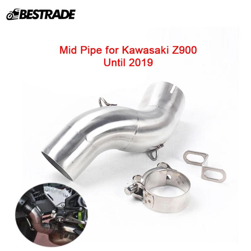 Middle Pipe Motorcycle Exhaust Mid Link Connect Tube Stainless Steel for Kawasaki Z900 Until 2019 Slip On 51mm Muffler Tube