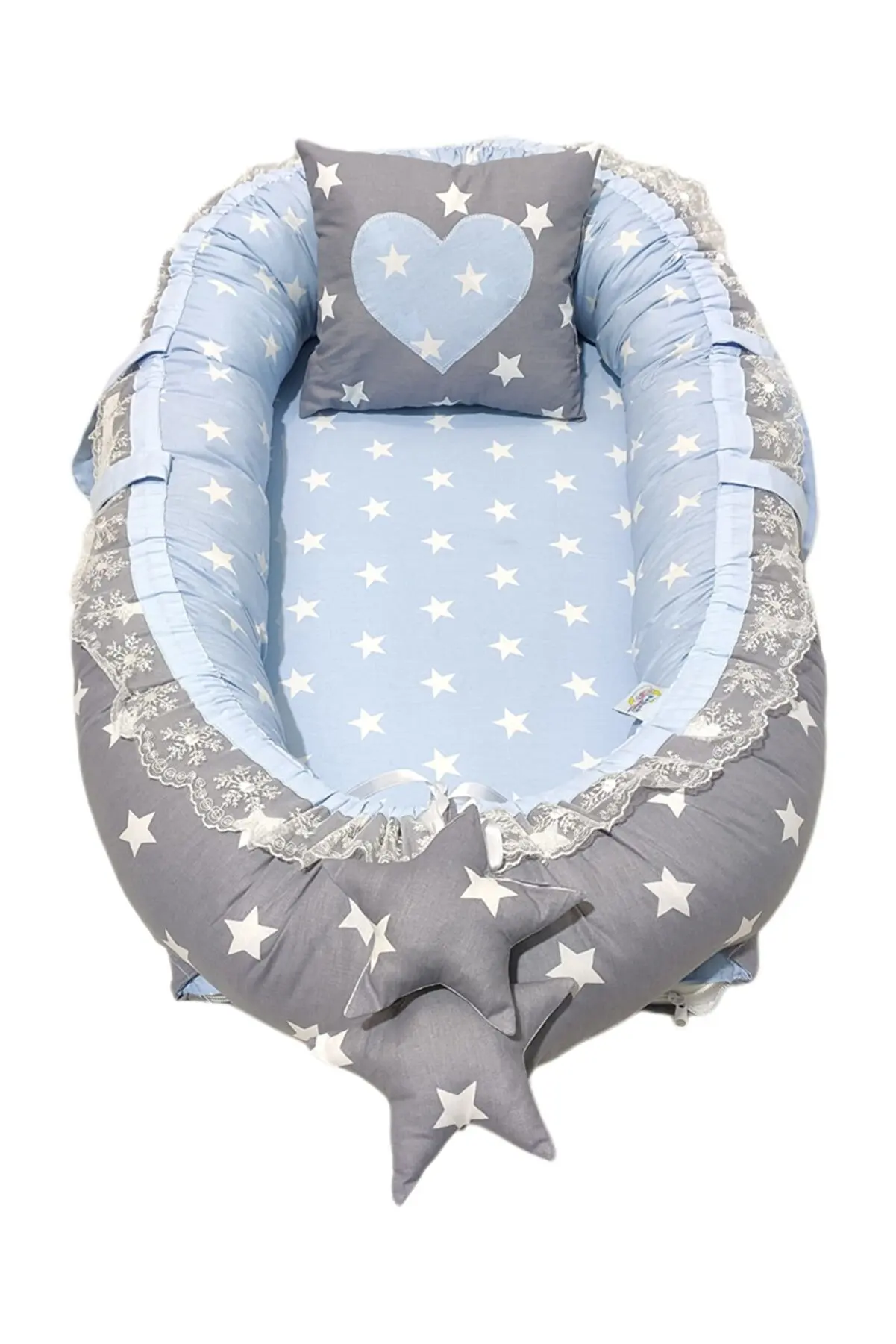 Gray galaxy gray pink star gray blue star gray zigzag designed 1st Quality Bead Fiber Babynest